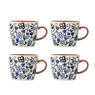 Bloomingville - Figuria Krus, Multifarvet, Stentøj - Ø9,5 × H8 cm, sæt med 4