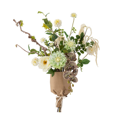 Bloomingville - Rise Buket, Hvid, Kunstige Blomster - Ø40 × H109 cm