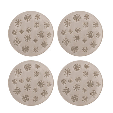 Bloomingville - Snowie Tallerken, Natur, Stentøj - Ø15,5 × H1,5 cm, sæt med 4