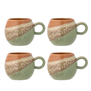 Bloomingville - Paula Kop, Multipak, Grøn, Stentøj - Ø9 × H8 cm, sæt med 4