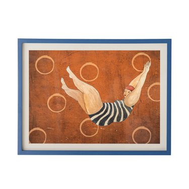 Bloomingville - Svela Illustration med ramme, Multifarvet, Fyrretræ - L62 × H47 × B2,5 cm