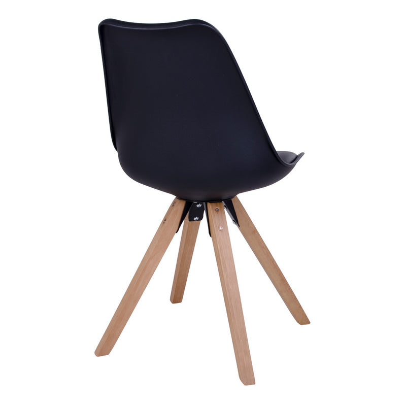 Bergen Spisebordsstol - 2 stk. I sort med naturtræsben