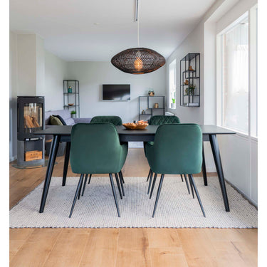 House Nordic - Harbo Spisebordsstol - Grøn velour - Sæt af 2 stk. - Bolig og Haven