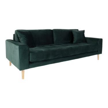 Lido 3 Personers Sofa i mørkegrønt velour med to puder HN1006 - Bolig og Haven