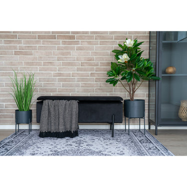 House Nordic - Watford Bænk - Sort velour. 36,5x95x43cm - Bolig og Haven