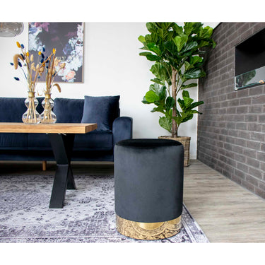 House Nordic - Gamby - Puf, sort velour, Ø34cm,H:43cm - Bolig og Haven