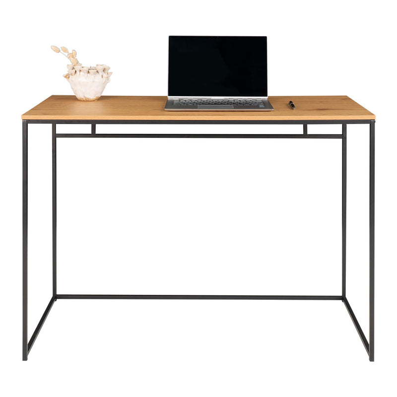 Vita - Skrivebord med sort ramme og egetræslook bordplade 100x45x75 cm