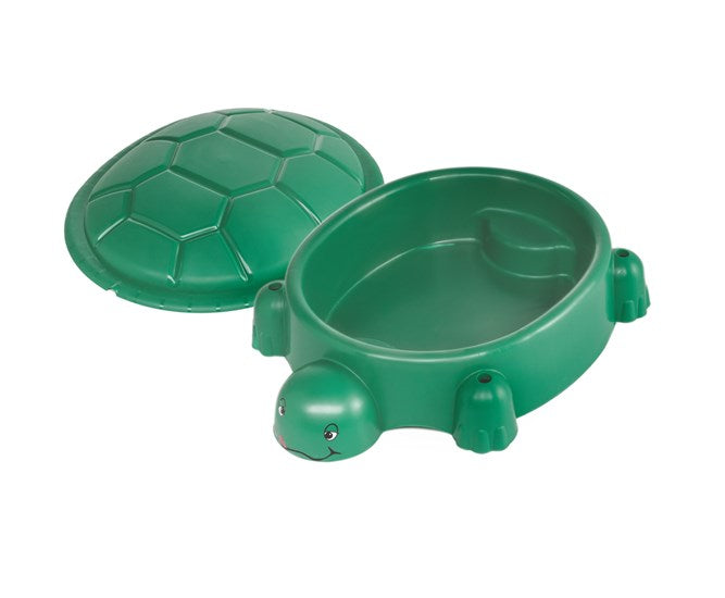 Den grønne skildpadde sandkasse med låg fra paradiso toys 