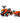 Orange, Baby Kubota ride-on traktor med trailer, rive og skovl fra Falk