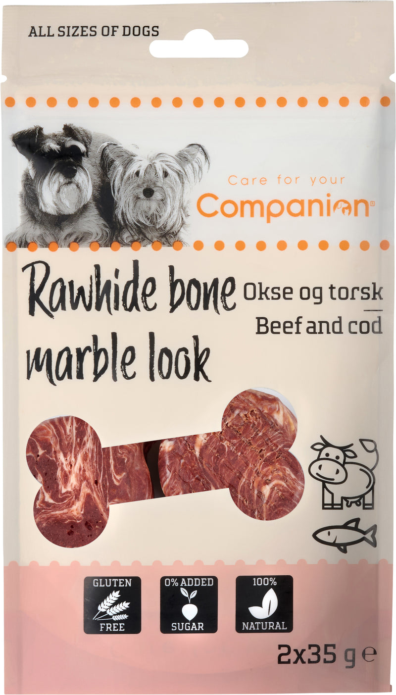 Companion - kødindpakket råhudsknogle - oksekød & torsk  - 2x50g