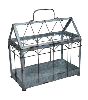 Mini drivhus/væksthus lavet i metal og glas fra Esschert design i størrelsen 36x19x33 cm