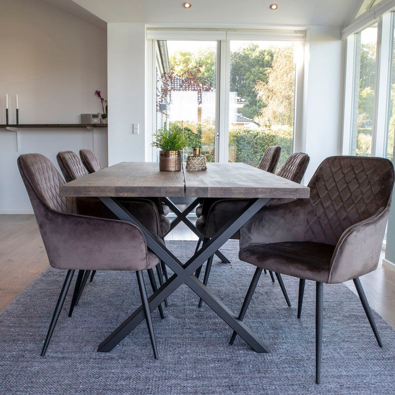 House Nordic - Harbo Spisebordsstol -  Mushroom velour - Sæt af 2 stk.