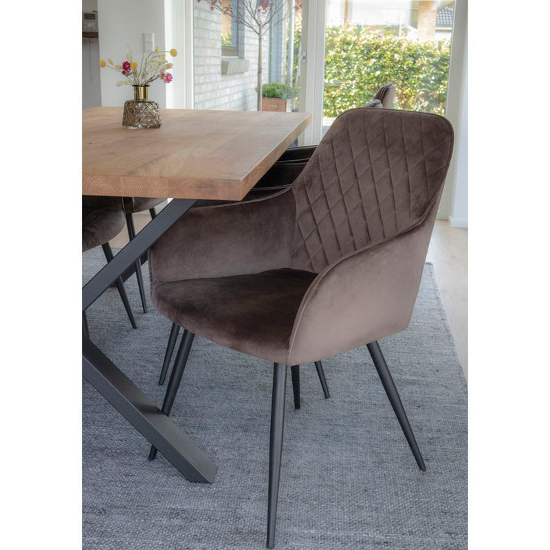 House Nordic - Harbo Spisebordsstol -  Mushroom velour - Sæt af 2 stk.