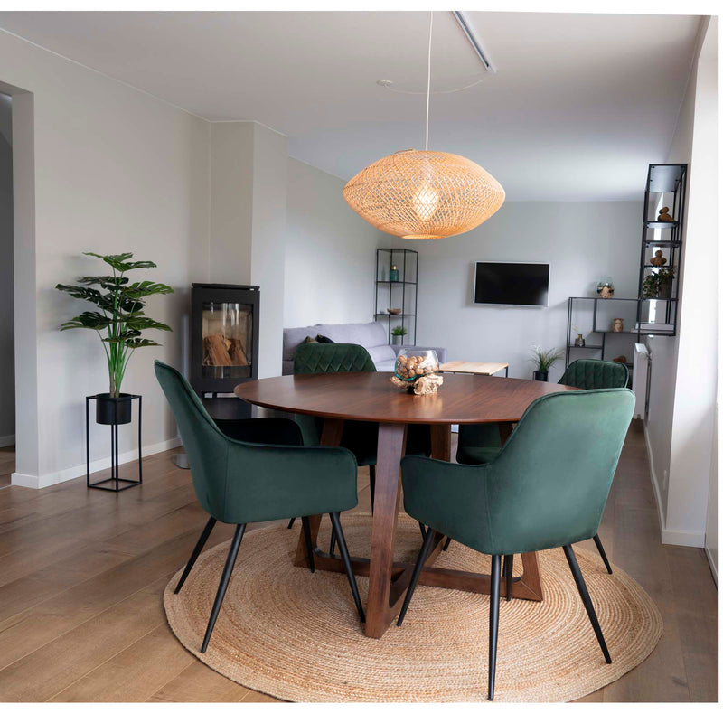 House Nordic - Harbo Spisebordsstol - Grøn velour - Sæt af 2 stk.