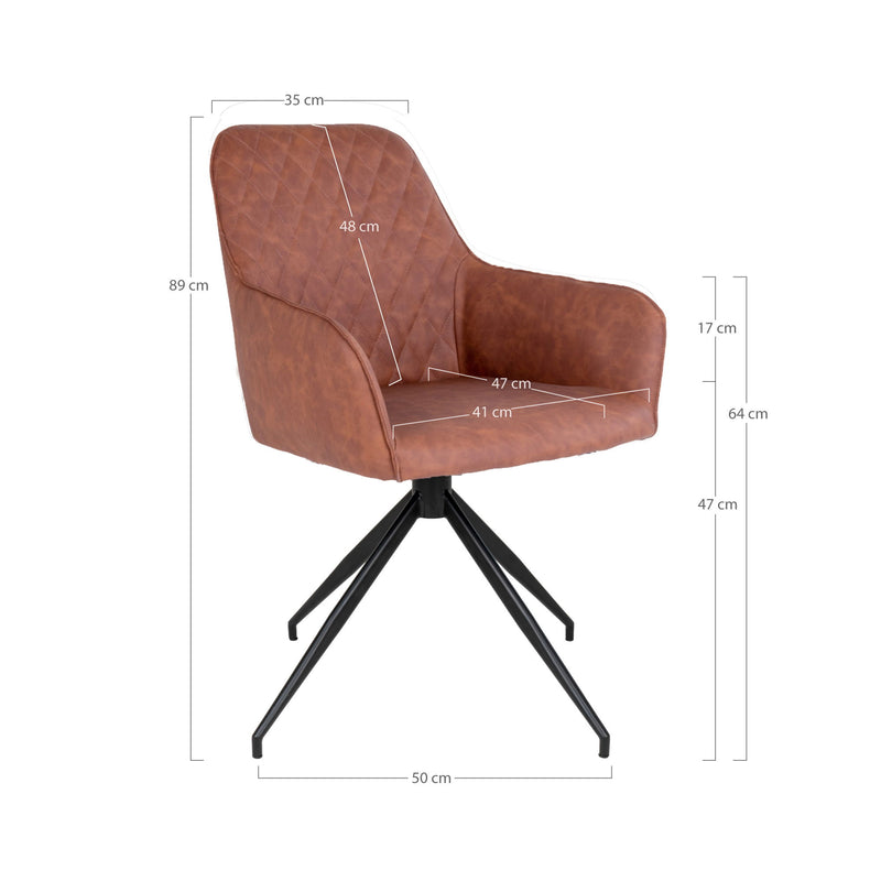 House Nordic - Harbo Spisebordsstol m. Drejefod - I brun PU HN1220