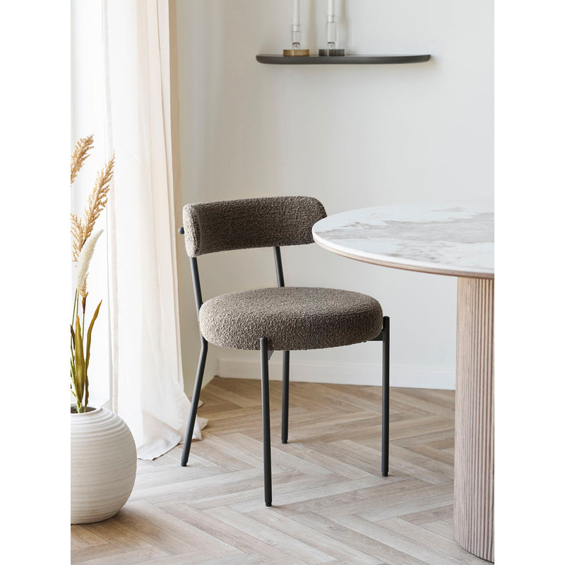 House Nordic – Badalona Spisebordsstol, brun bouclé m. sorte ben, sæt af 2 stk.