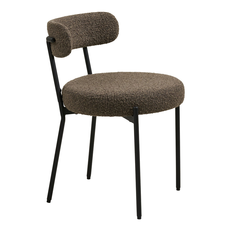 House Nordic – Badalona Spisebordsstol, brun bouclé m. sorte ben, sæt af 2 stk.