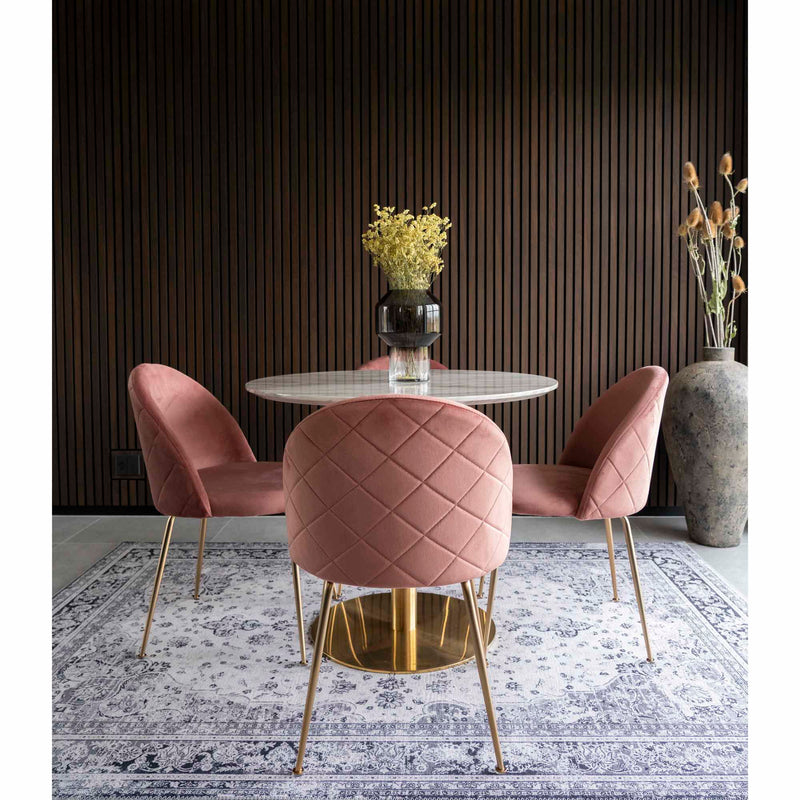 House Nordic - Geneve Spisebordsstol - 1 stk. i rosa velour, messing