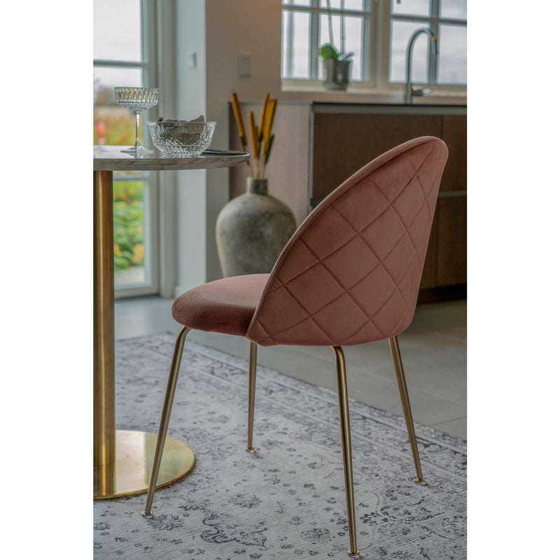 House Nordic - Geneve Spisebordsstol - 1 stk. i rosa velour, messing