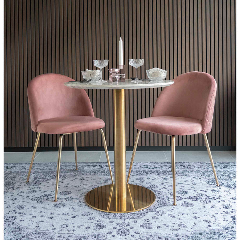 House Nordic - Geneve Spisebordsstol - 1 stk. i rosa velour, messing