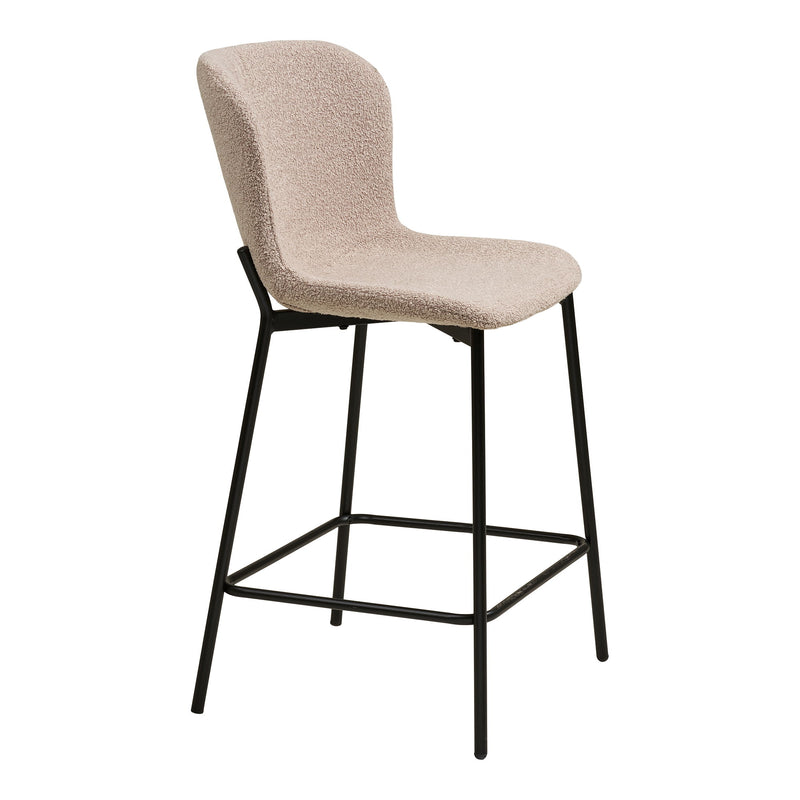 House Nordic - Maceda Barstol, Bouclé, Beige, Sorte Ben, sæt af 2 stk.