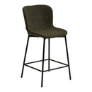 House Nordic - Maceda Barstol – Bouclé, Mørkegrøn, Sorte Ben – Sæt af 2 stk.