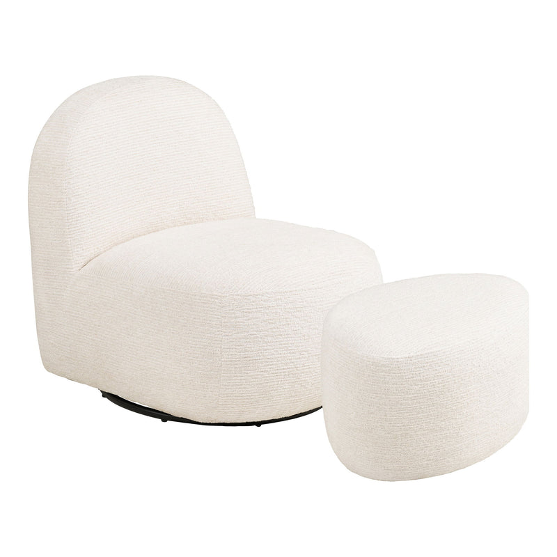 House Nordic – Milo Loungestol & Puf med drejefunktion – Off-White – 67×74×70 cm