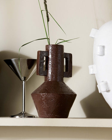 Nordal - RUDIS vase – mørkebrun – Ø13,5 × H20,5 cm