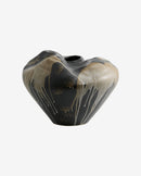 Nordal - ASHAR skulpturel vase, L – sort/sand – L43,5 × B44 × H32 cm