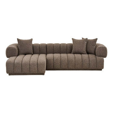 House Nordic - Aurora Loungesofa, Venstrevendt, Brun med 3 Puder - 293 x 104/160 x 68 cm