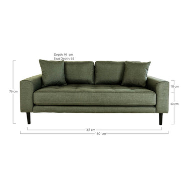 House Nordic - Lido 2,5 Personers Sofa i olivengrøn - Bolig og Haven