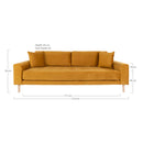 Lido 3 Personers Sofa i sennepsgult velour med to puder HN1004 - Bolig og Haven
