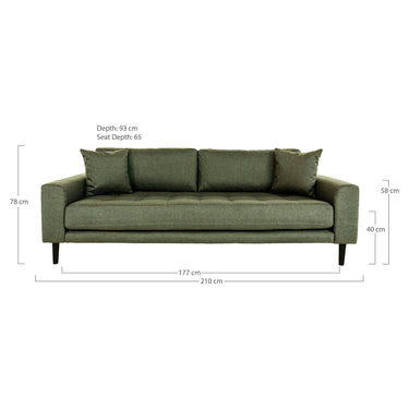 House Nordic - Lido 3 Personers Sofa i olivengrøn - Bolig og Haven