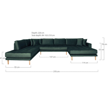 Lido U-Sofa Åben Ende fra House Nordic i mørkegrøn - billede 2
