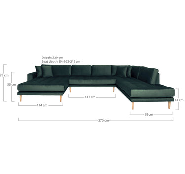 Lido U-Sofa Åben Ende fra House Nordic i mørkegrøn - billede 2