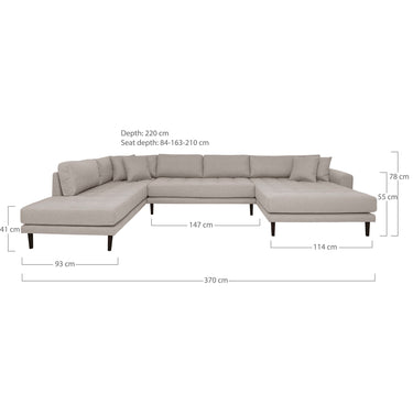 House Nordic - Lido U-Sofa Åben Ende i grå - Bolig og Haven
