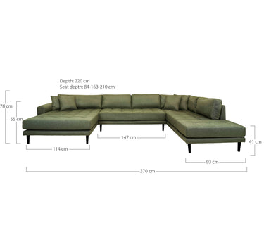 House Nordic - Lido U-Sofa Åben Ende i olivengrøn - Bolig og Haven