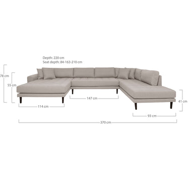 House Nordic - Lido U-Sofa Åben Ende i grå - Bolig og Haven