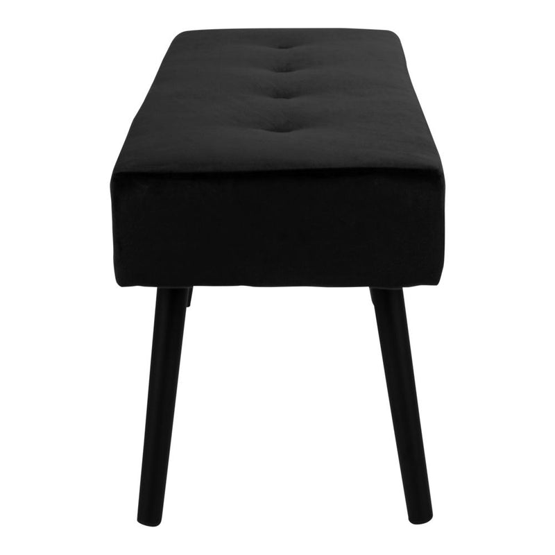 Skiby Bænk - Bænk i sort velour med sorte ben, 100x35x44cm