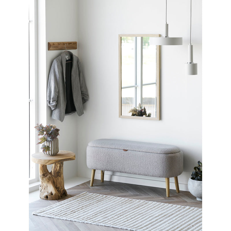 House Nordic - Harlow Bænk, m. opbevaring, bouclé, beige, 95x37x45 cm