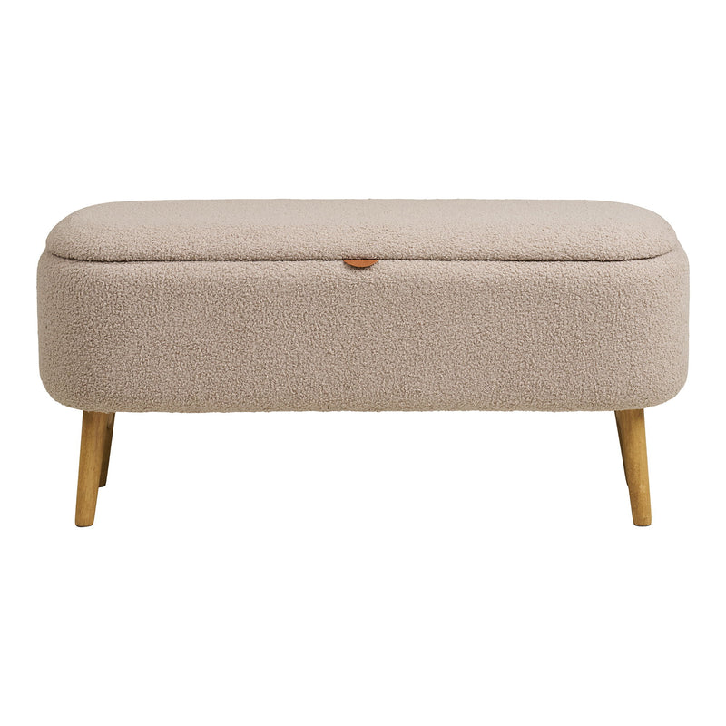 House Nordic - Harlow Bænk, m. opbevaring, bouclé, beige, 95x37x45 cm