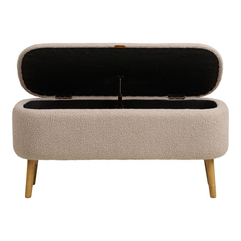 House Nordic - Harlow Bænk, m. opbevaring, bouclé, beige, 95x37x45 cm