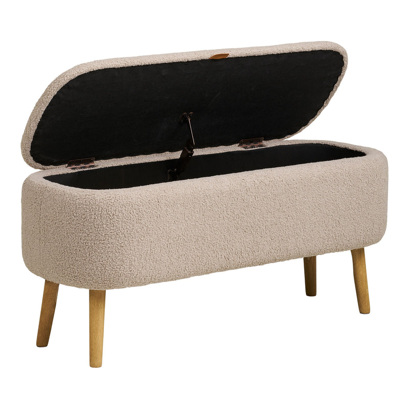 House Nordic - Harlow Bænk, m. opbevaring, bouclé, beige, 95x37x45 cm