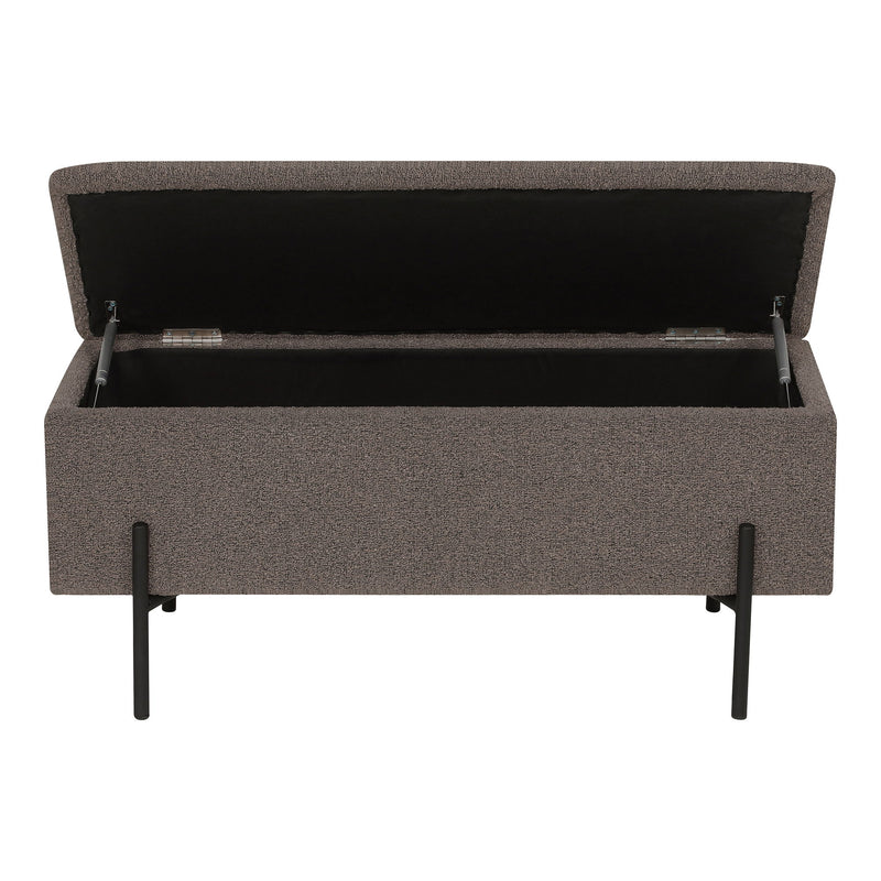 House Nordic - Watford Bænk m.Opbevaring – Brun Bouclé, Sorte Ben – 95x36,5x43 cm