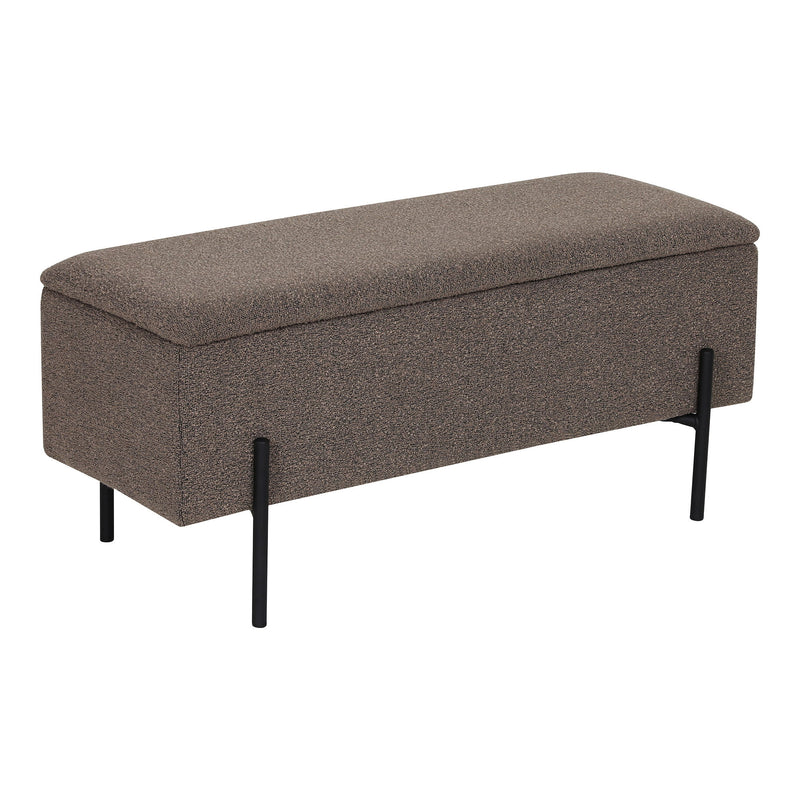 House Nordic - Watford Bænk m.Opbevaring – Brun Bouclé, Sorte Ben – 95x36,5x43 cm