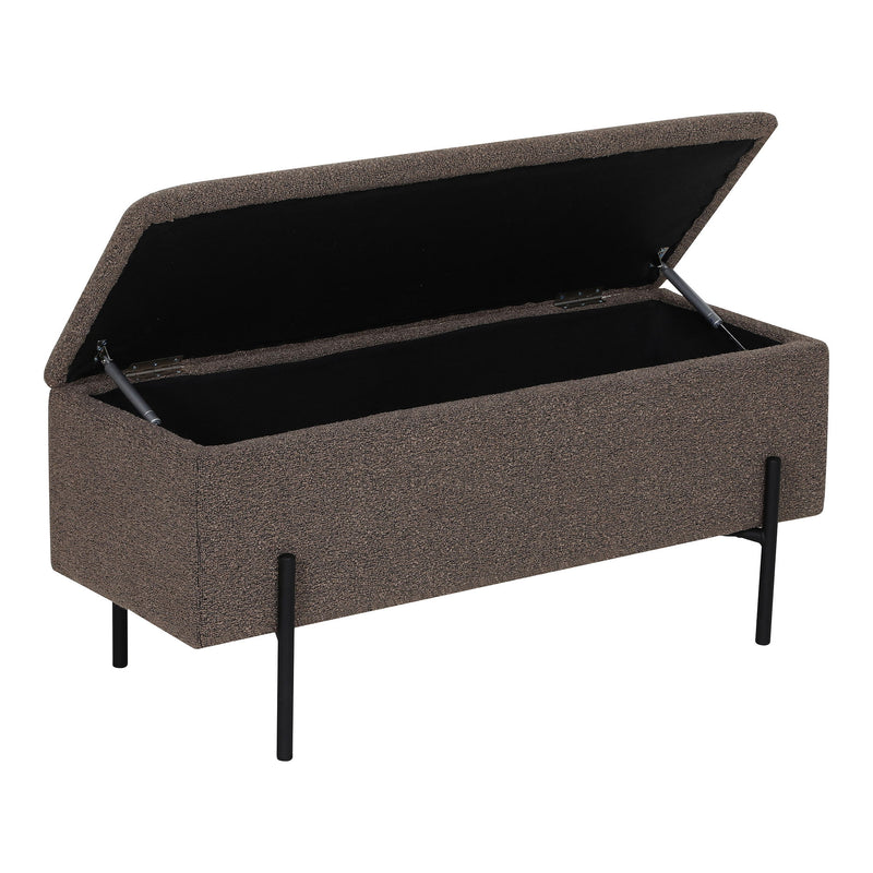 House Nordic - Watford Bænk m.Opbevaring – Brun Bouclé, Sorte Ben – 95x36,5x43 cm