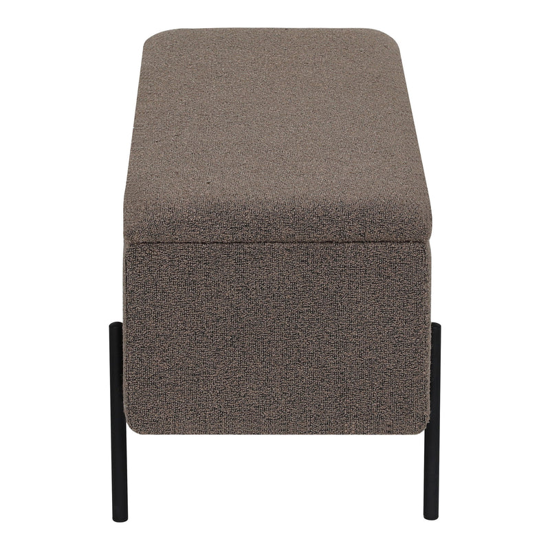 House Nordic - Watford Bænk m.Opbevaring – Brun Bouclé, Sorte Ben – 95x36,5x43 cm