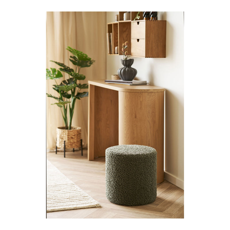 House Nordic - Ejby puf – Grøn teddy – Ø34×H36 cm