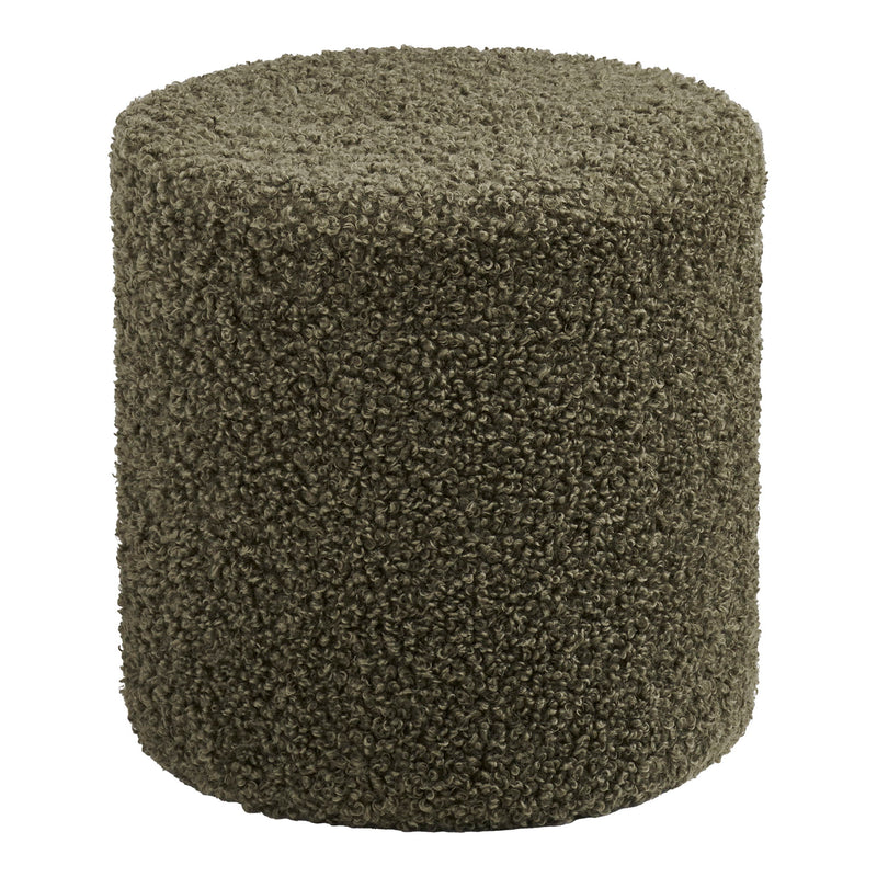 House Nordic - Ejby puf – Grøn teddy – Ø34×H36 cm