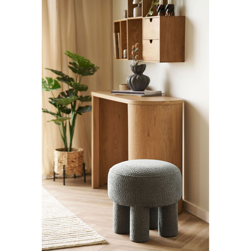 House Nordic - Canberra Puf – Koksgrå Chenille – Ø43 x 43 cm